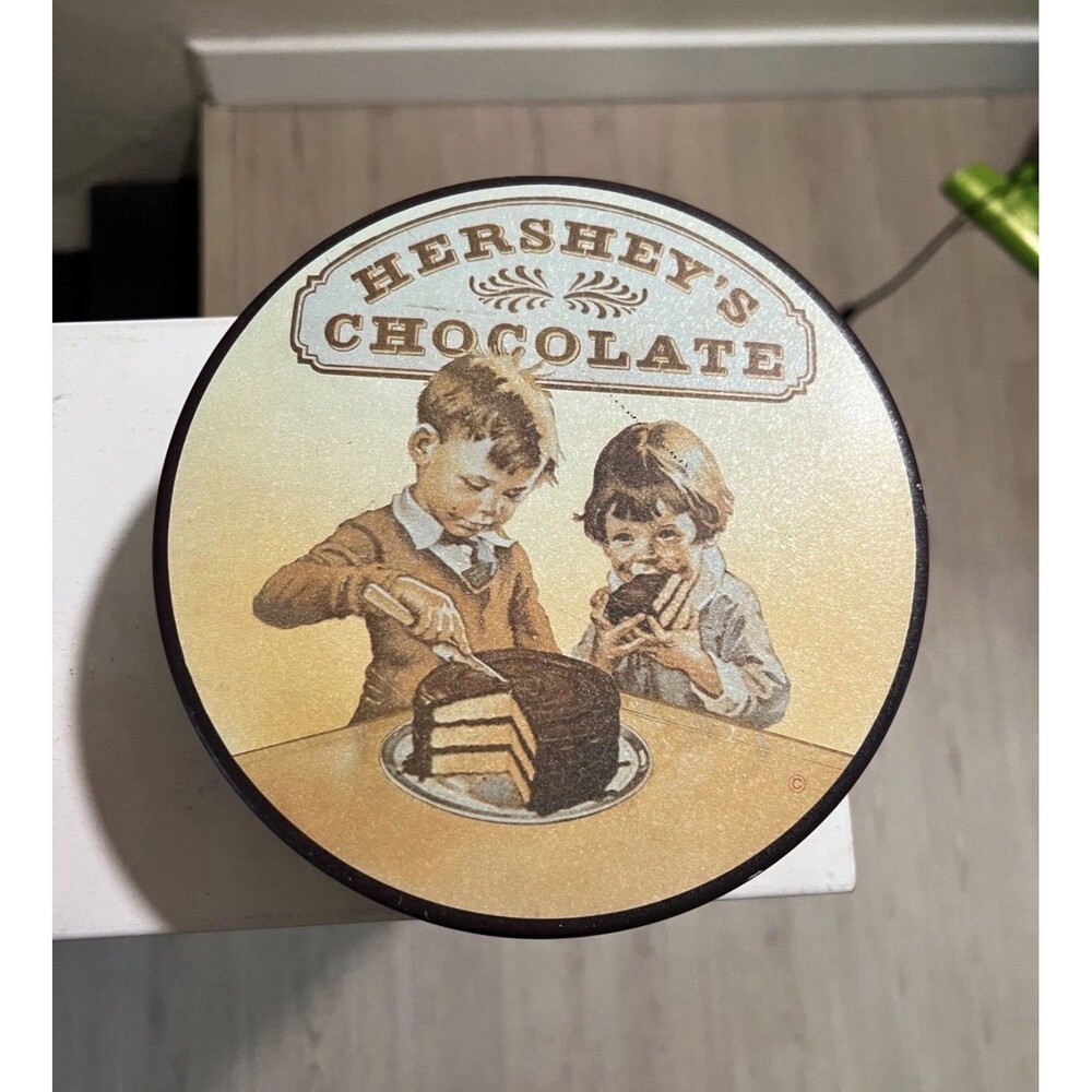 Vintage 1982 Hershey’s Chocolate Tin Hershey Food Corp. Kids Eating Cake